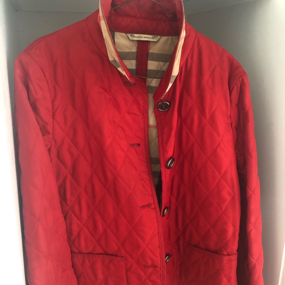Red Burberry Quilted Jacket